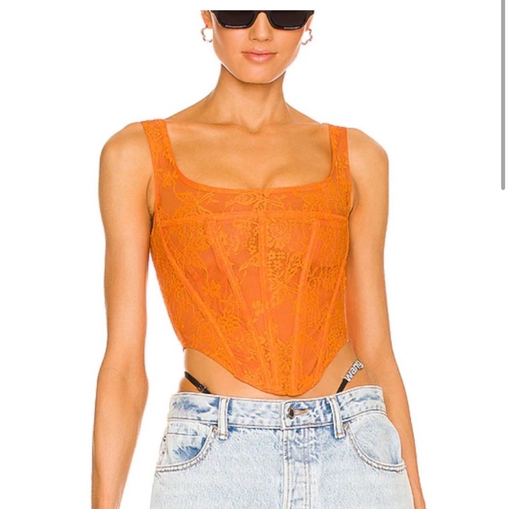Miaou orange corset lace top